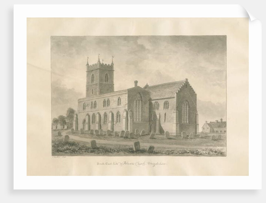 Alrewas Church: sepia drawing, 1848 by John Buckler