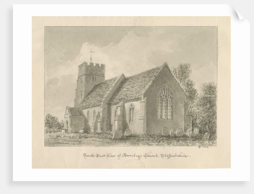 Armitage Church: sepia drawing, 1823 by John Buckler