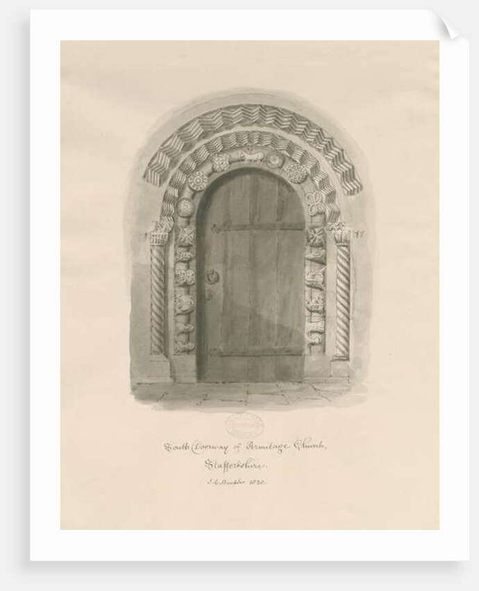 Armitage Church - South Doorway by John Chessell Buckler