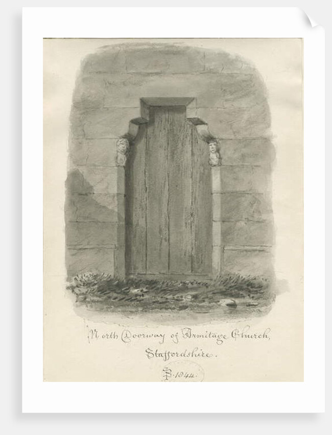Armitage Church - North Doorway: sepia drawing , 1844 by John Buckler