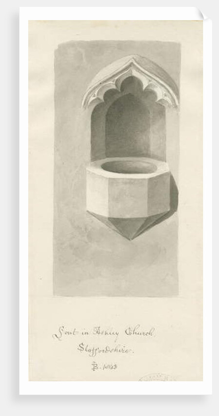 Font in Ashley Church by John Buckler