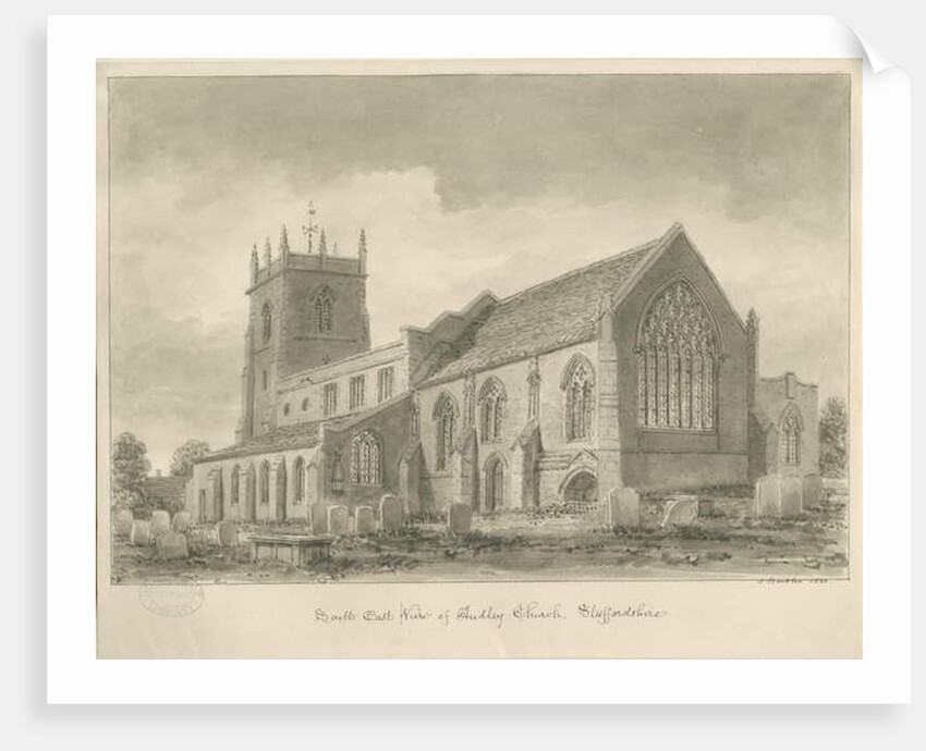 Audley Church: sepia drawing, 1840 by John Buckler
