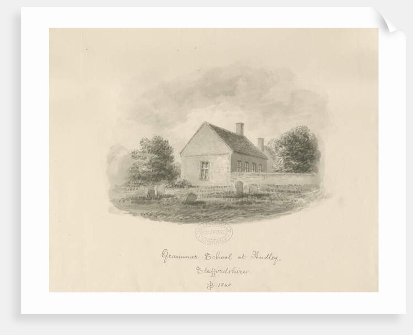 Audley Grammar School: sepia drawing, 1840 by John Buckler