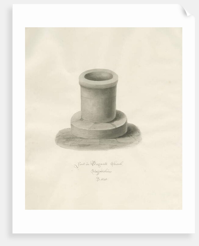 Font in Bagnall Church by John Buckler