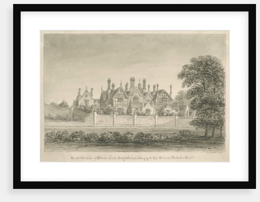 Barton under Needwood - 'Barton Hall' : sepia drawing, 1839 by John Buckler
