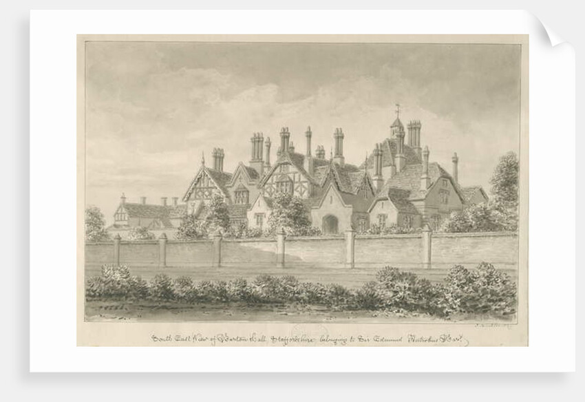 Barton under Needwood - 'Barton Hall' : sepia drawing, 1839 by John Buckler