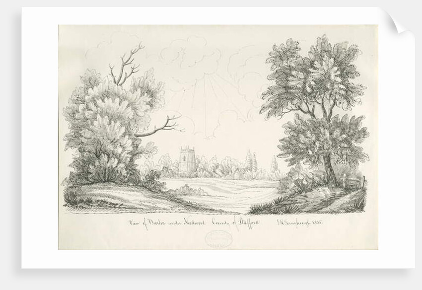 Barton under Needwood Village: pen and ink drawing, 1836 by John Robert Fernyhough
