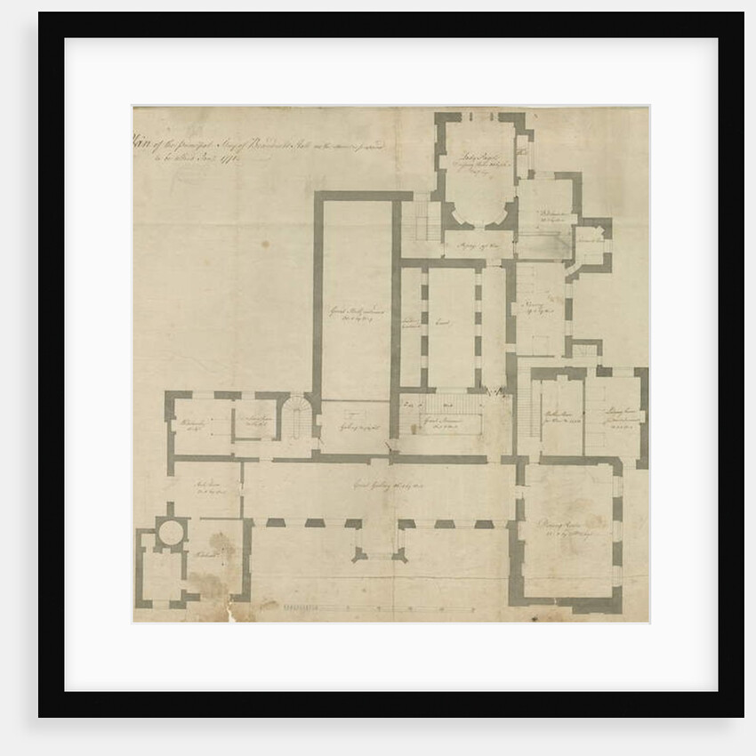 Interior of Beaudesert Hall and Park: pen drawing, 1771 by School English