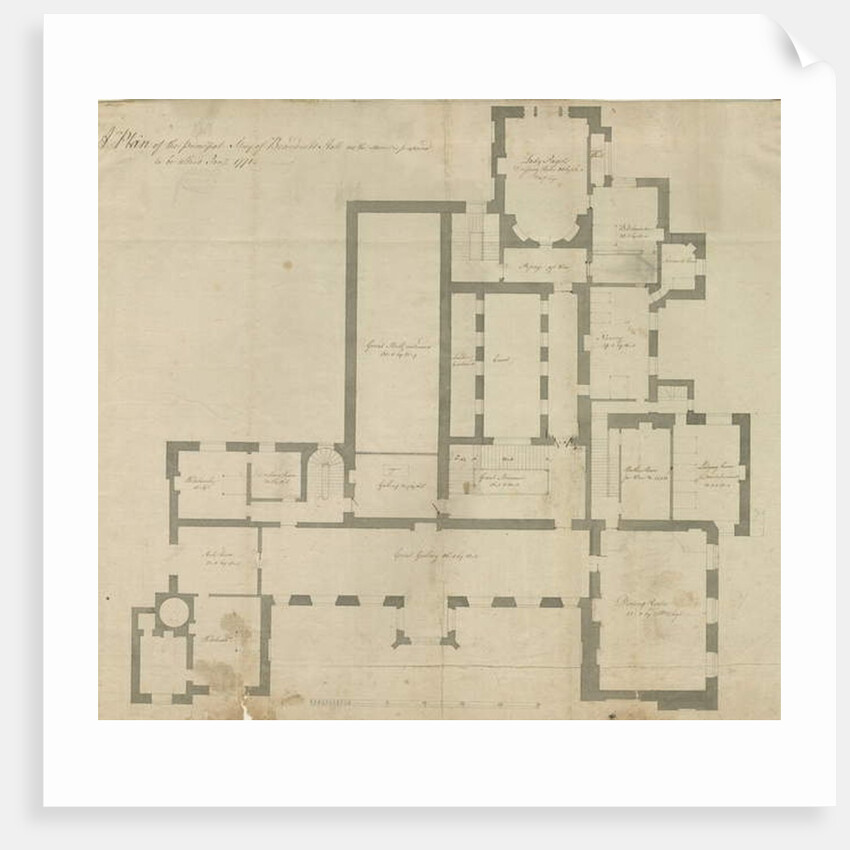 Interior of Beaudesert Hall and Park: pen drawing, 1771 by School English