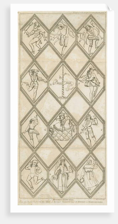 Betley Glass Window - Morris Dancers: engraving, nd [?18th cent] by I Jones