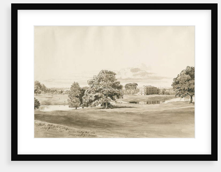 Betley Hall: sepia wash drawing, Oct 1820 by Cornelius Varley