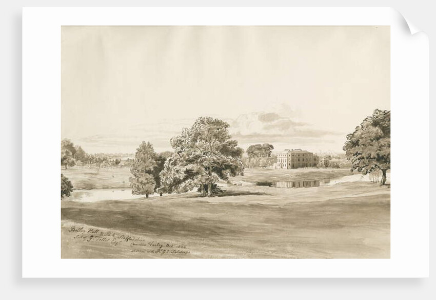 Betley Hall: sepia wash drawing, Oct 1820 by Cornelius Varley