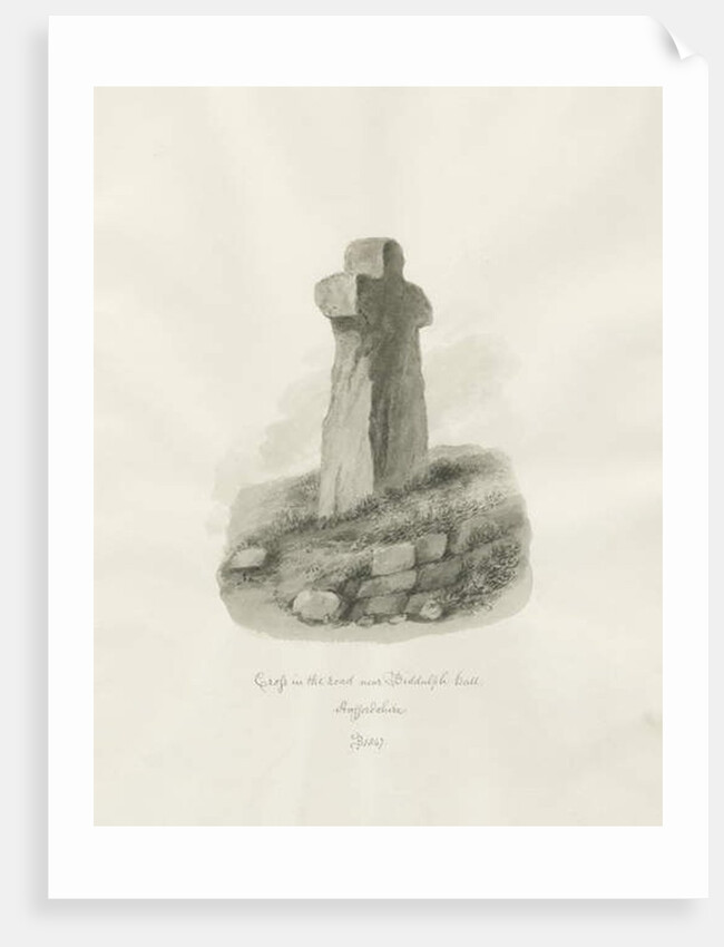 Biddulph Hall - cross : sepia drawing, 1847 by John Buckler