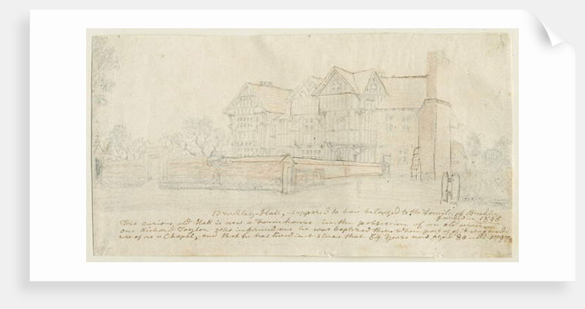 Kingswinford - Bradley Hall: tinted pencil drawing, 1797 by School English