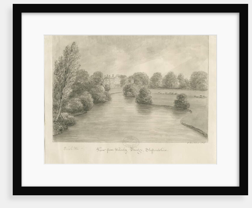 Bishton Hall: sepia drawing, 1841 by John Buckler