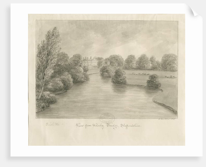 Bishton Hall: sepia drawing, 1841 by John Buckler
