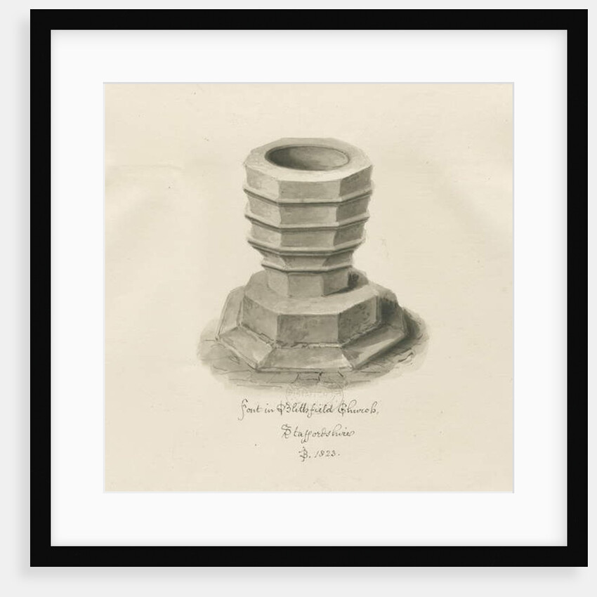 Font in Blithfield Church by John Buckler