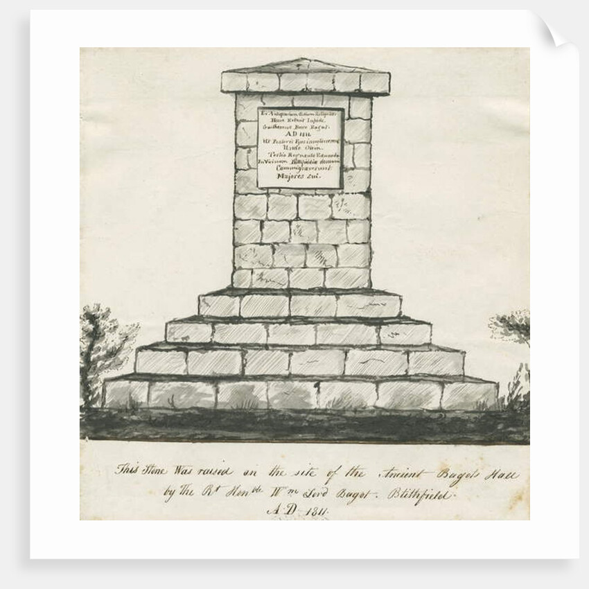 Blithfield - Memorial on site of Ancient Bagots Hall by School English