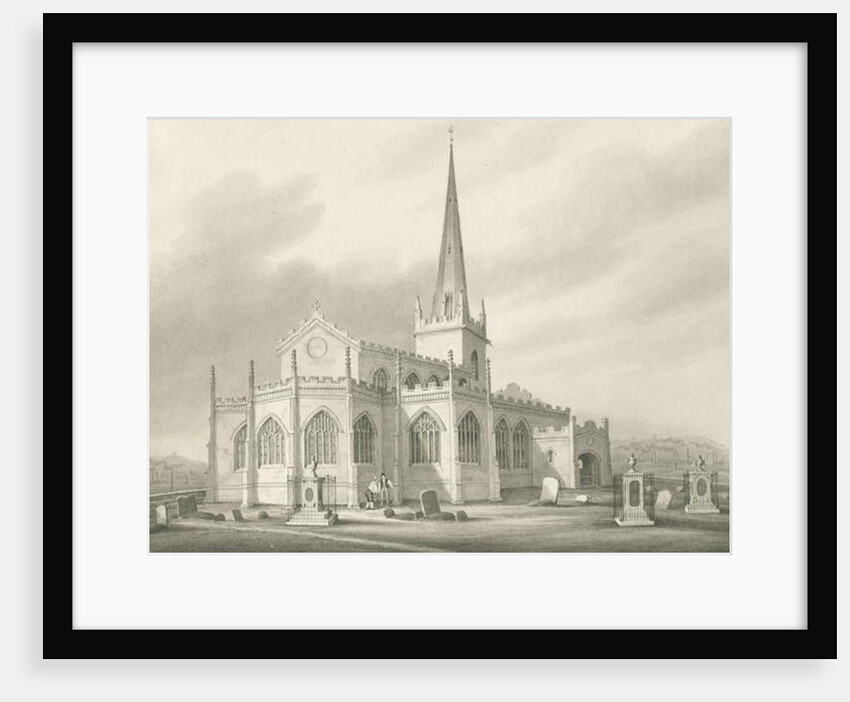 Wednesbury - St. Bartholomew's Church: sepia wash drawing, nd [1827] by Robert Noyes