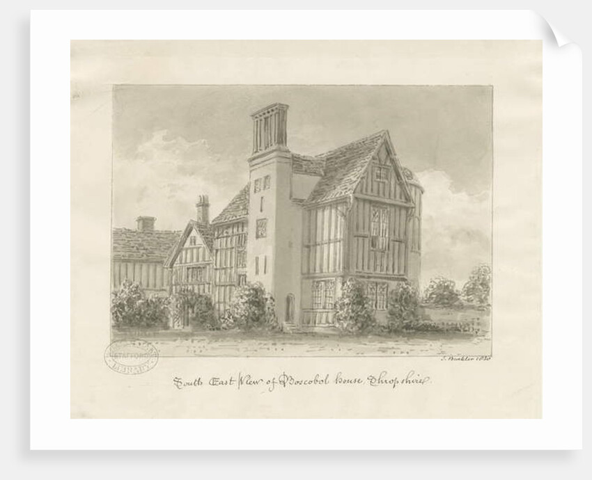 Boscobel House: sepia wash, 1820 by John Buckler