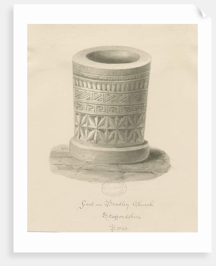 Font in Bradley Church by John Buckler