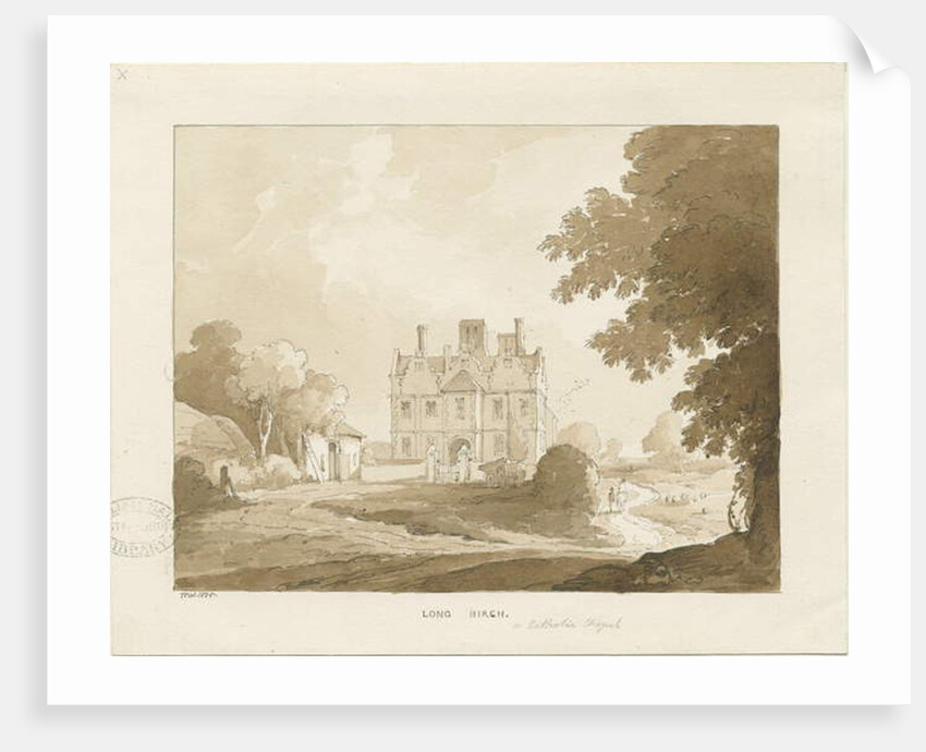 Brewood - Long Birch Hall: sepia drawing, 1838 by Thomas Peploe Wood