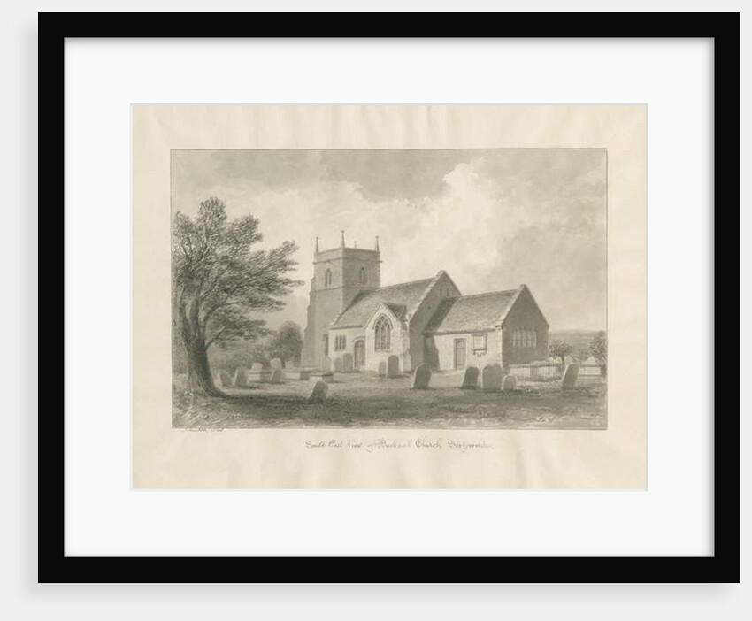 Bucknall Church: sepia drawing, 1848 by John Buckler