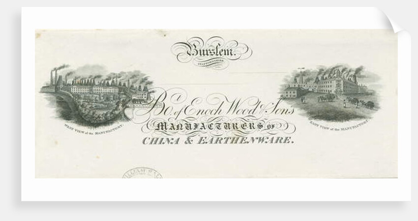 Burslem - Bill heading of Enoch Wood & Sons: engraving, nd [?19th cent] by School English