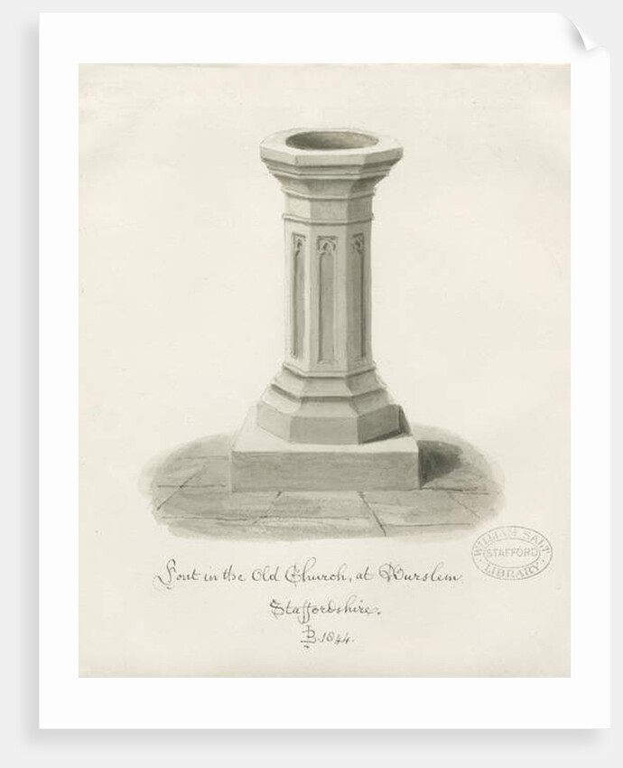 Burslem - Font at St. John's Church by John Buckler