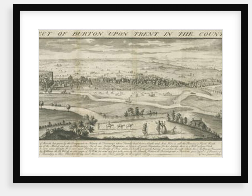 Burton-upon-Trent Bridge and Town: engraving, nd [1696-1779] by Samuel Buck