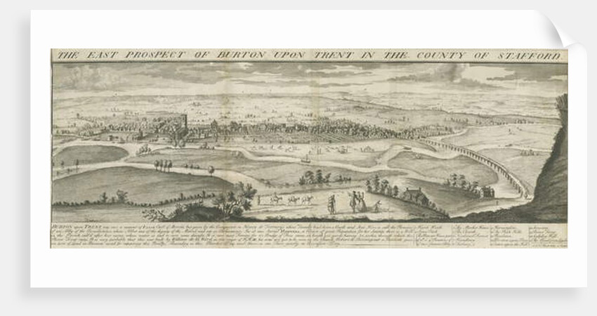 Burton-upon-Trent Bridge and Town: engraving, nd [1696-1779] by Samuel Buck