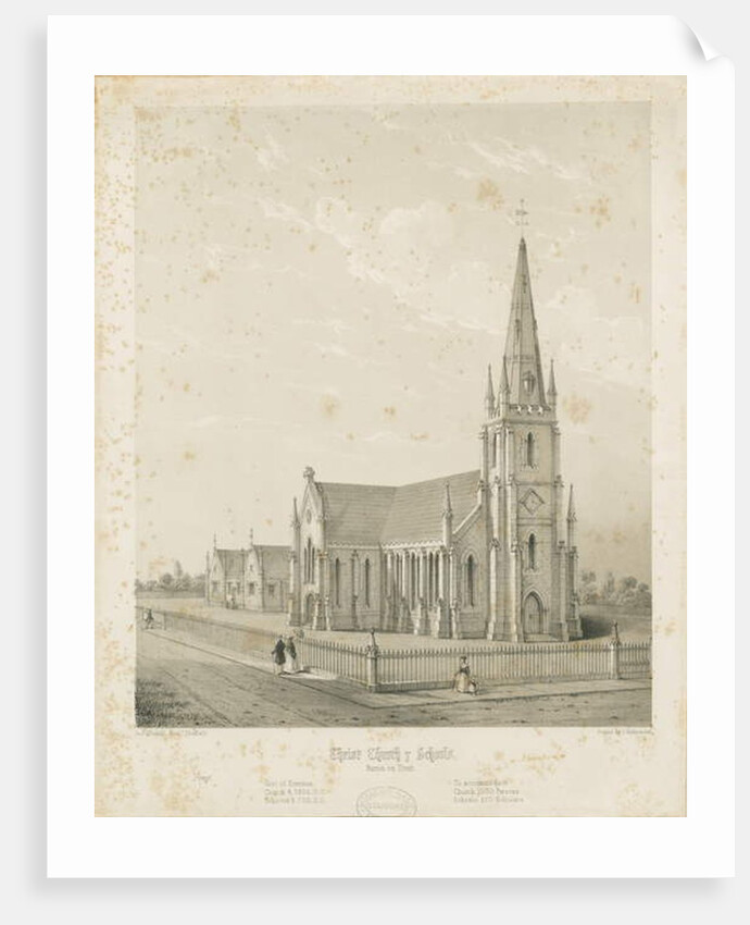 Burton-upon-Trent - Christ Church and Schools: engraving, nd [1789-1850] by Charles Joseph Hullmandel