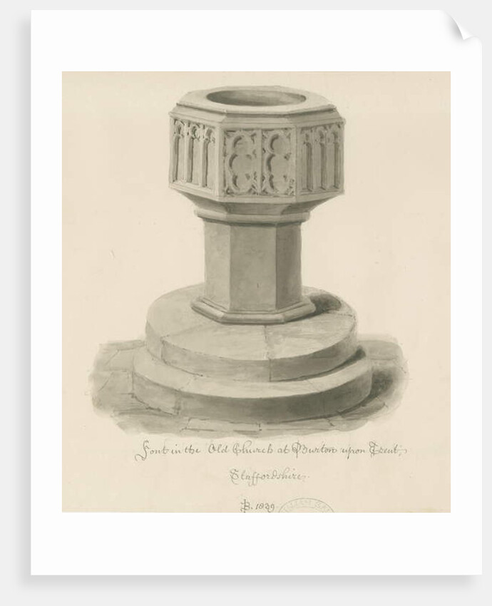 Burton-upon-Trent - Font in the Old Church by John Buckler