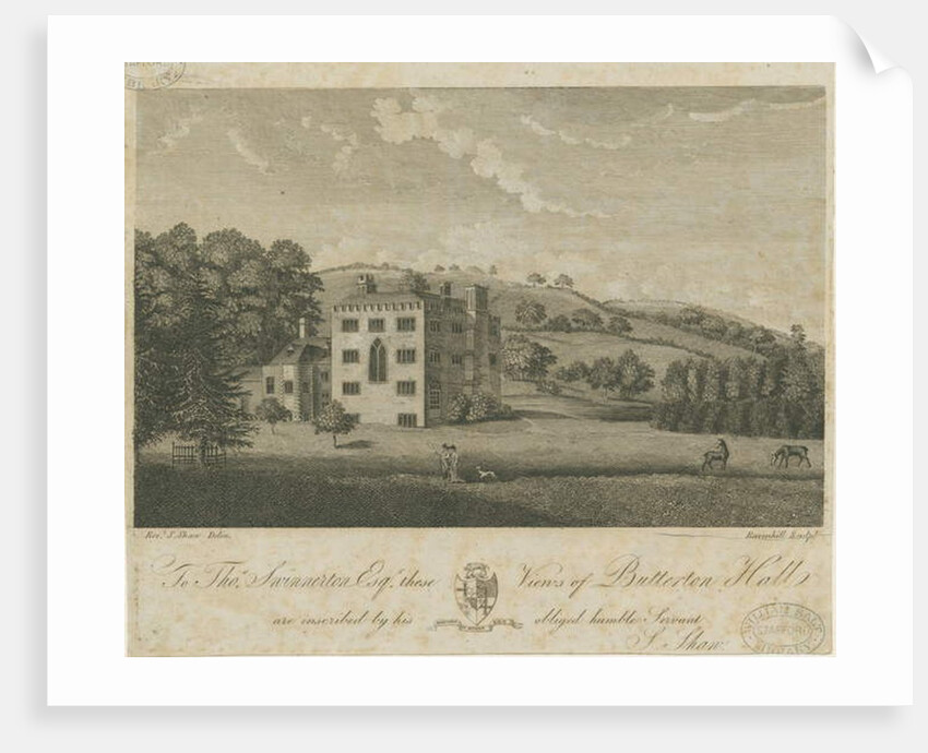 Butterton Hall: engraving by Stebbing Shaw