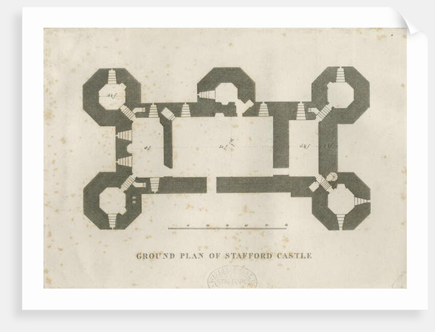 Castle Church - Stafford Castle: engraving by School English