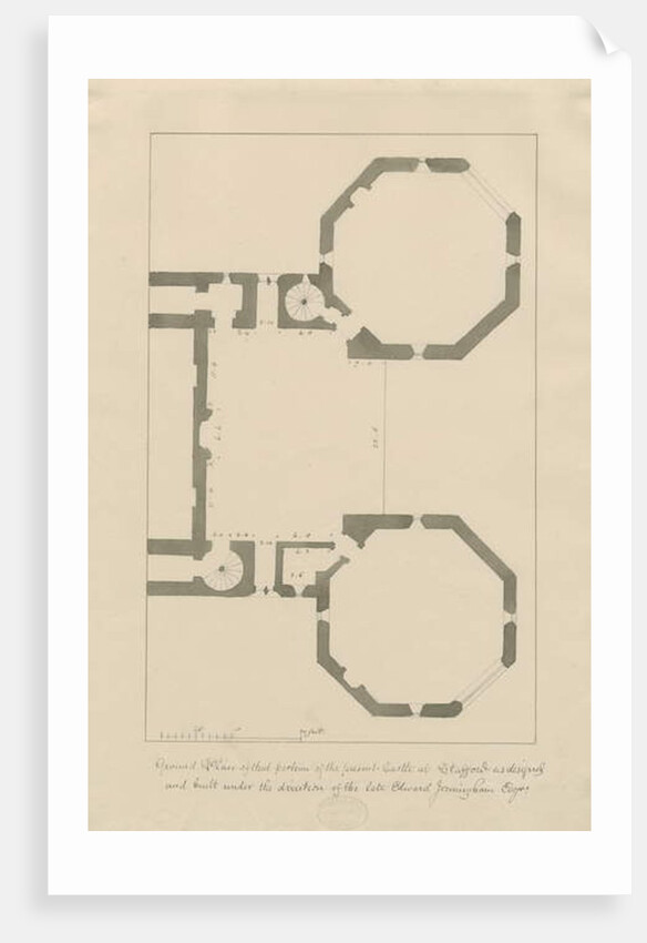 Castle Church - Stafford Castle: pencil and wash by John Buckler
