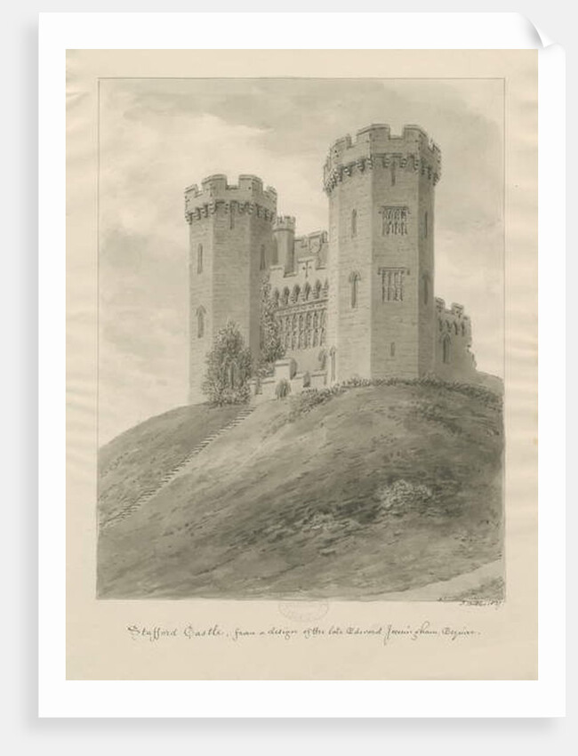 Castle Church - Stafford Castle: sepia drawing, 1837 by John Buckler