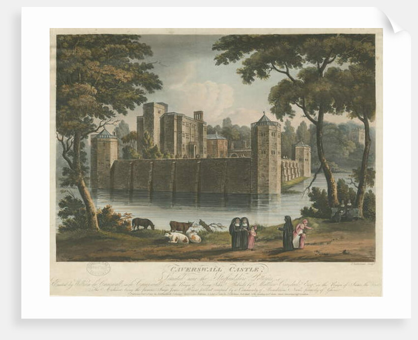 Caverswall Castle: coloured aquatint engraving, 1 Feb 1817 by Thomas Sutherland