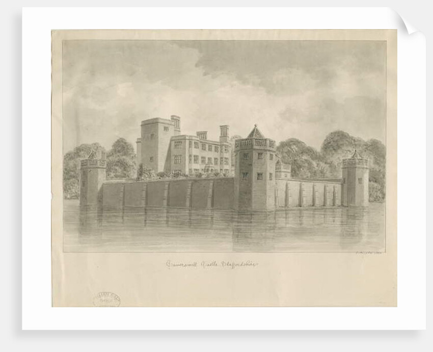 Caverswall Castle: sepia drawing, 1840 by John Buckler