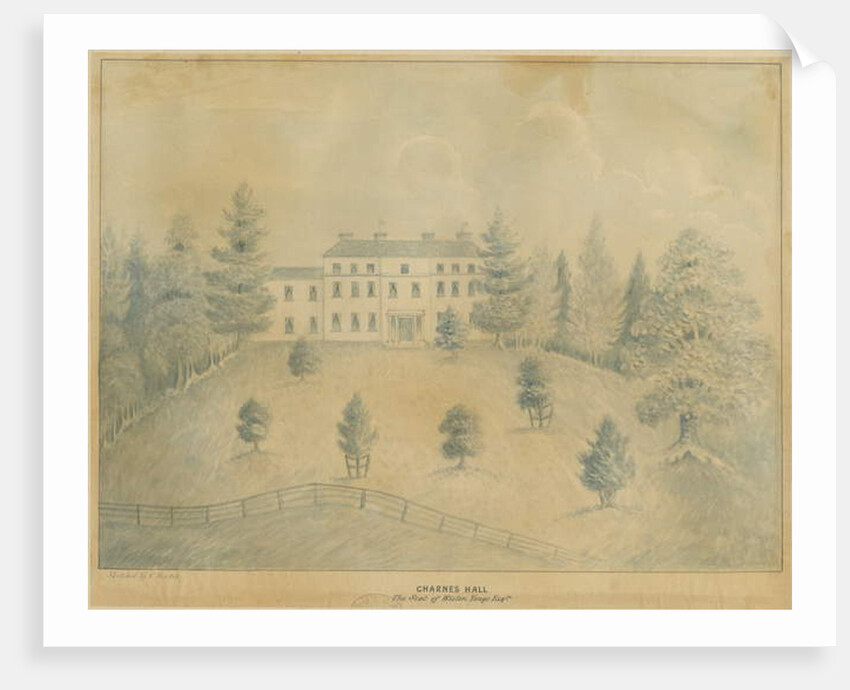 Charnes Hall: pencil and wash drawing, nd [19th cent] by C.B Ash