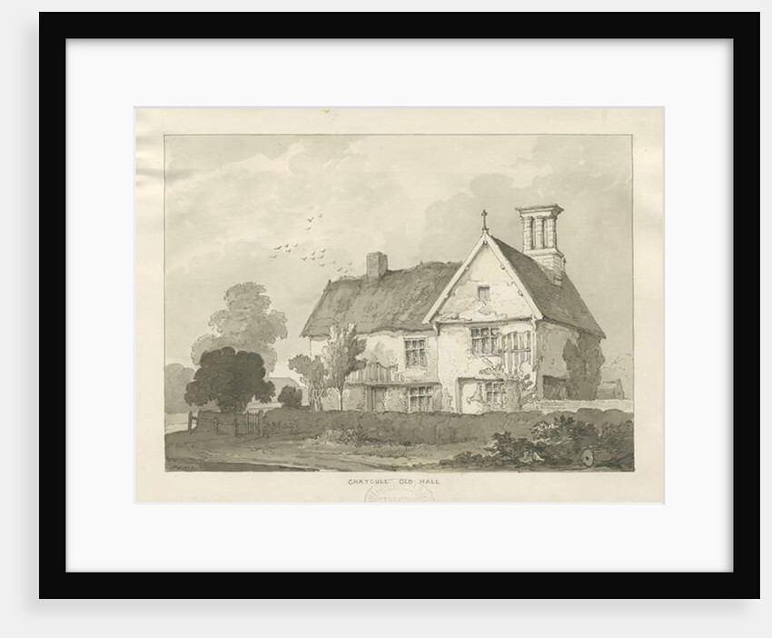 Chatcull Old Hall: pen and wash drawing, 1838 by School English
