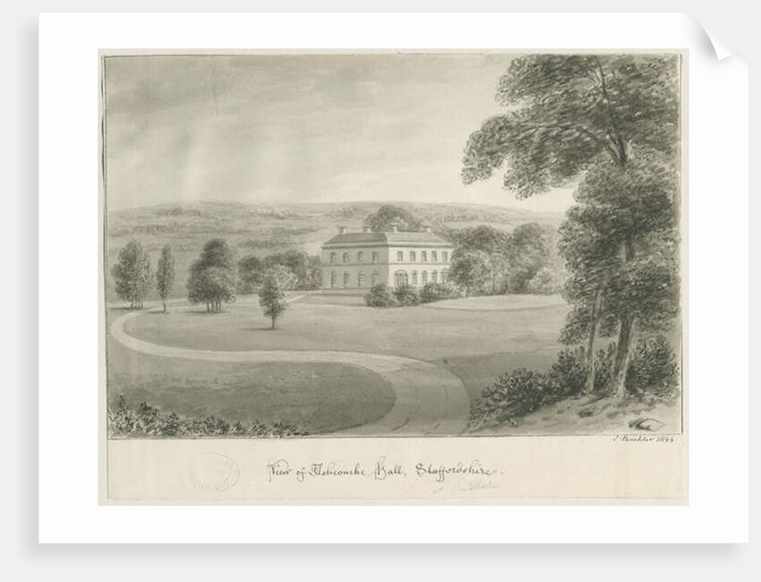 Cheddleton - Ashcombe Hall: sepia drawing, 1844 by John Buckler