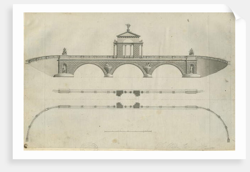 Chillington Park - Proposed Bridge: sepia drawing, nd [1789] by John Soane