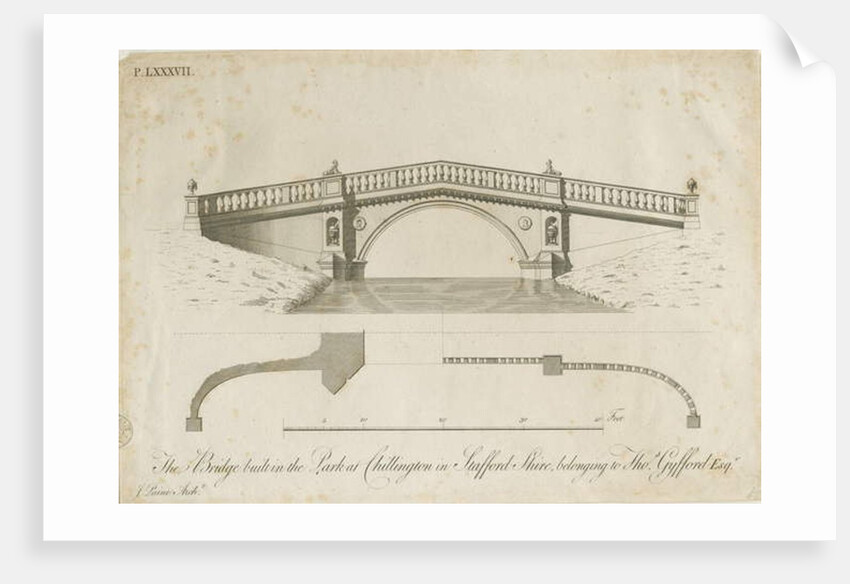 Chillington Park - Bridge: engraving by James Paine