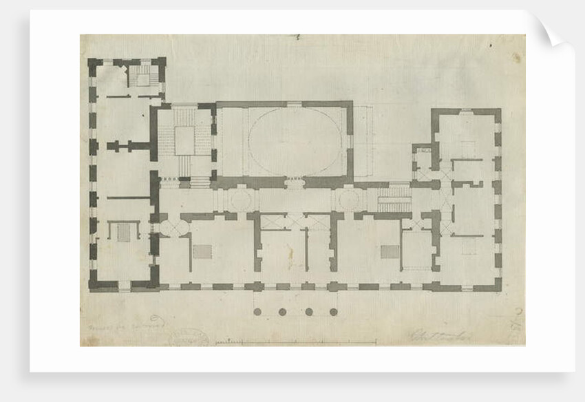 Chillington Hall: pen and pencil drawing, nd [1789] by John Soane