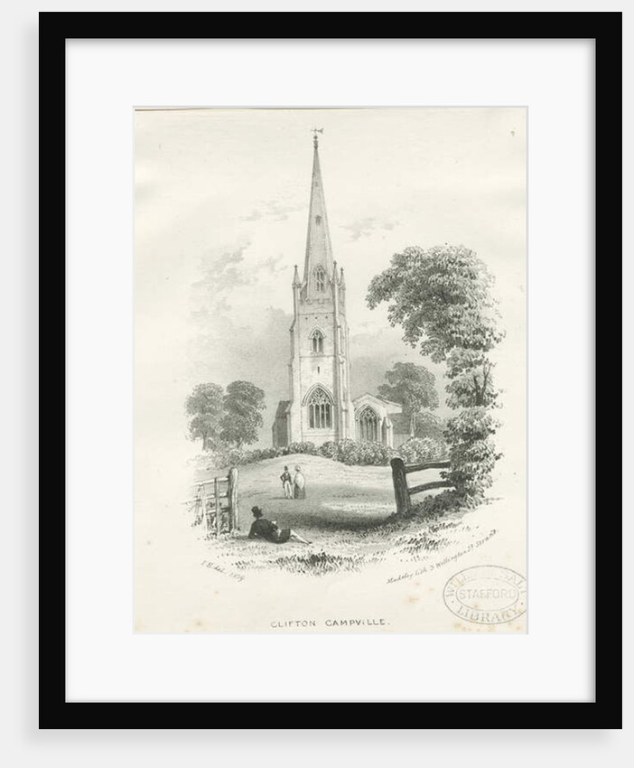 Clifton Campville Church: lithograph, 1839 by School English