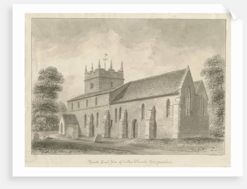 Colton Church: sepia drawing, 1842 by John Buckler