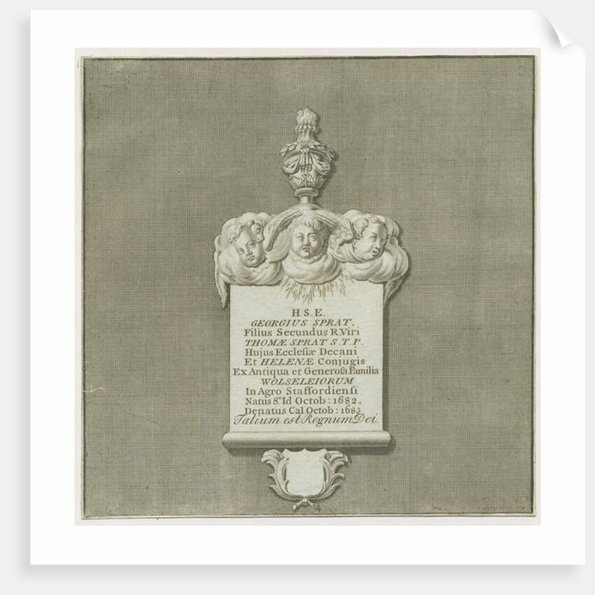 Colwich - Mural Monument to George Sprat: engraving, nd [?19th cent]. by School English