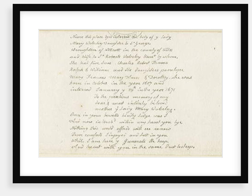 Colwich - Wolseley Monument inscription by Thomas Peploe Wood