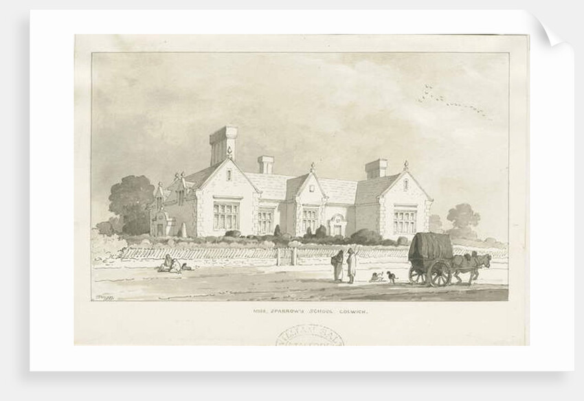 Colwich - 'Miss Sparrow's School' : sepia drawing, 1837 by Thomas Peploe Wood